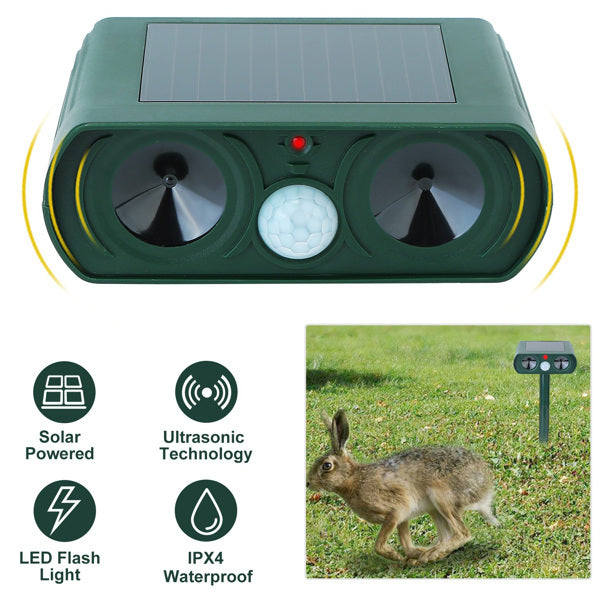 Ultrasonic Animal Repellent – Solar Motion Sensor Device with LED Flash