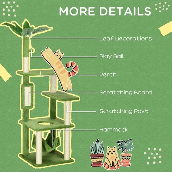 Cattery Cat Climbing Tower – Multi-Level Green Cat Tree