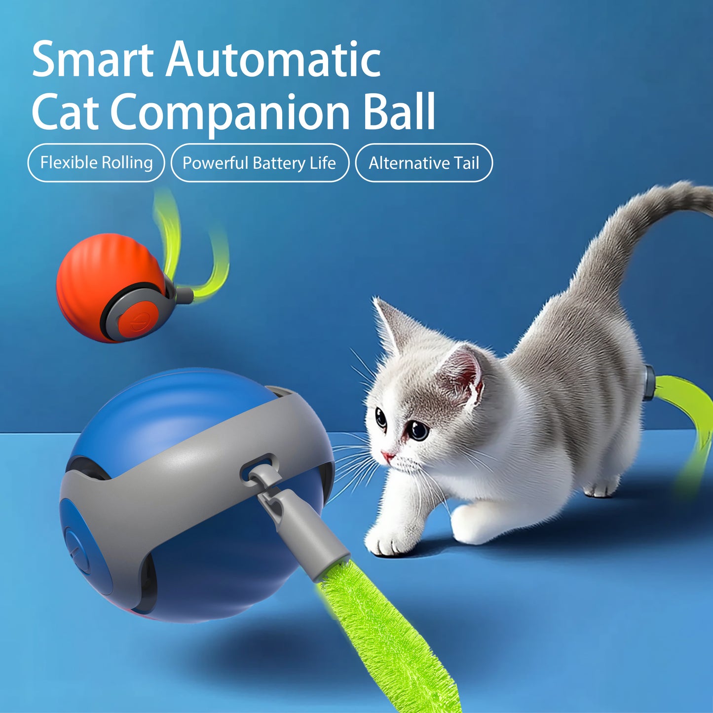2025 Smart Cat Ball Toy – Type-C Rechargeable Auto-Rolling LED Ball