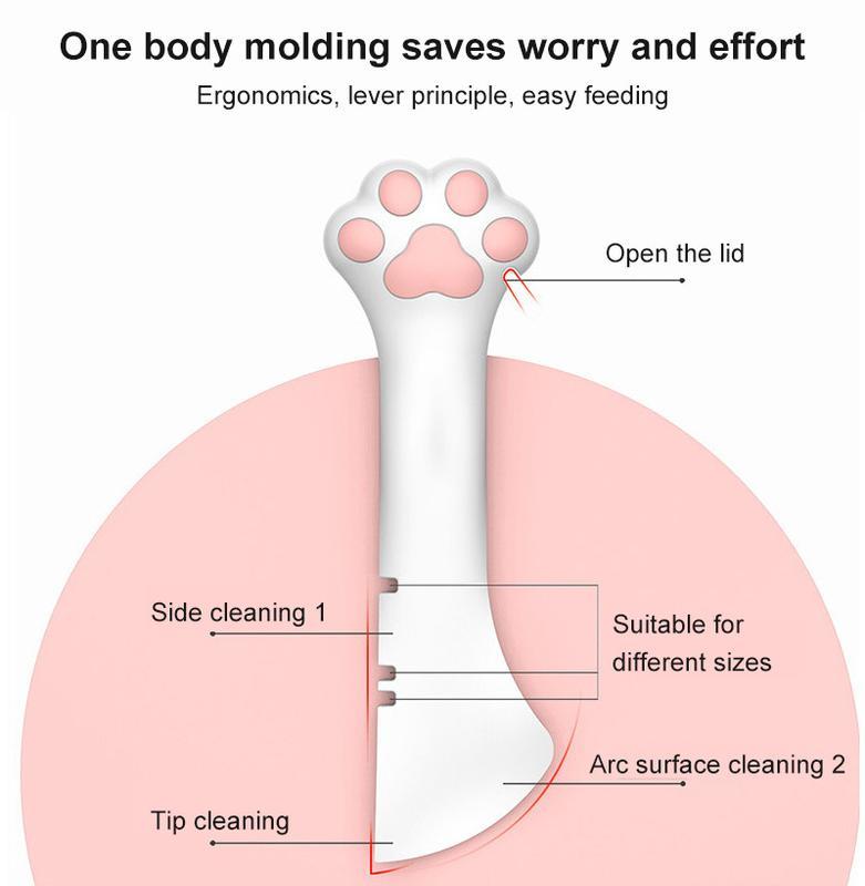 2-in-1 Pet Can Spoon & Jar Opener with Paw Grip – Puppy Feeding and Mixing Tool (Pink)