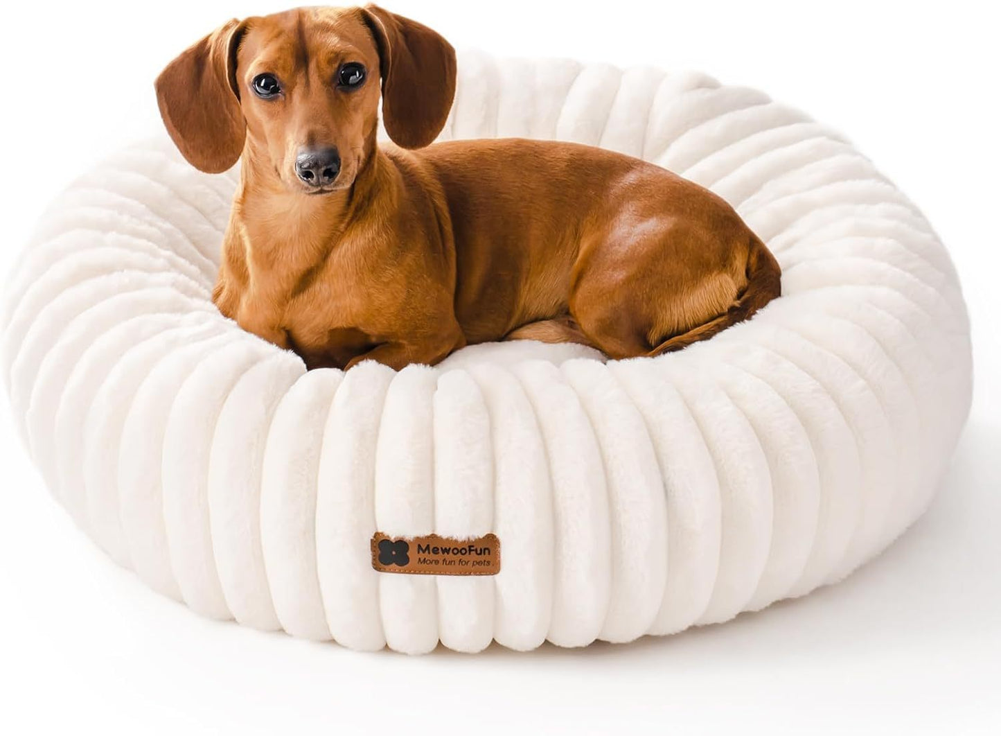 MEWOOFUN Donut Dog Bed For Small Dogs – Calming & Washable