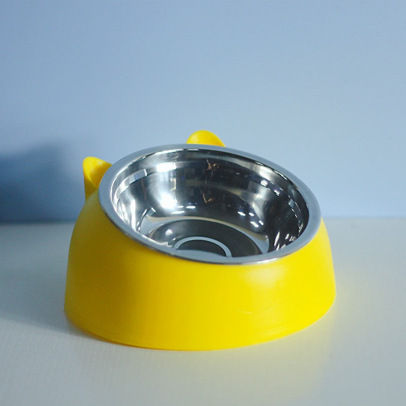 Stainless Steel Tilted Double Pet Bowl with Cervical Spine Protection