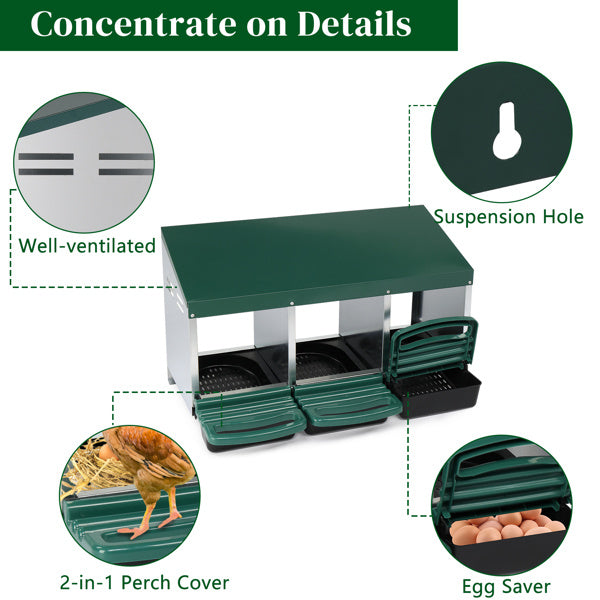 3-Compartment Chicken Feeding Trough – Durable Poultry Feeder with Covered Roof