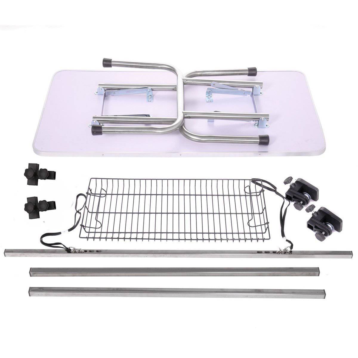 Heavy-Duty Stainless Steel Folding Dog Grooming Table – Adjustable Height with Arm Clamp