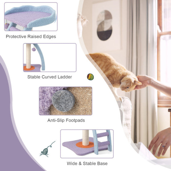 2-Layer Cat Tree – Plush Climbing Tower and Scratching Frame