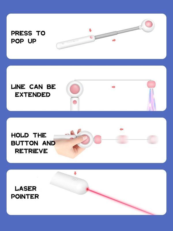 Laser Cat Wand Toy – Retractable Feather Stick with Built-in Laser Pointer