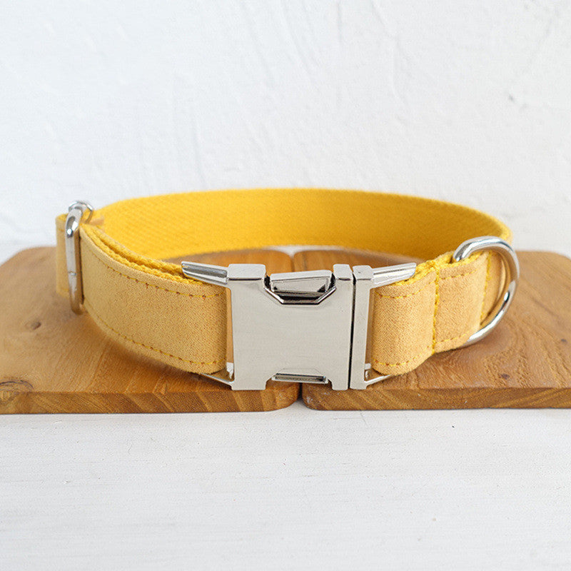Eco-Friendly Cotton Dog Collar – Reflective Brown Adjustable Pet Collar with Leash