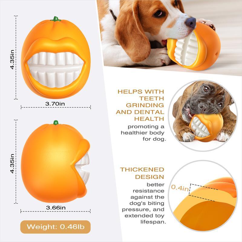 PROKE1 Dog Squeak Toy – Orange Funny Face Tough Chew Ball