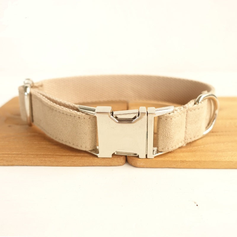 Personalized Soft Dog Collar – Adjustable Cotton Pet Collar with Leash