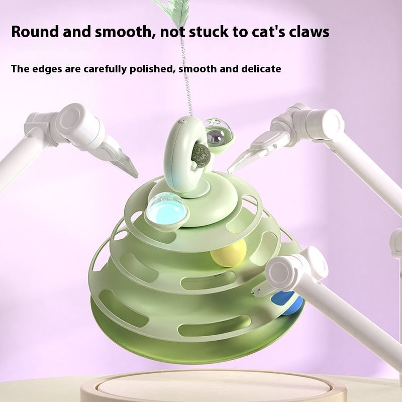 4 Levels Cat Toy Tower – Turntable with Rolling Balls