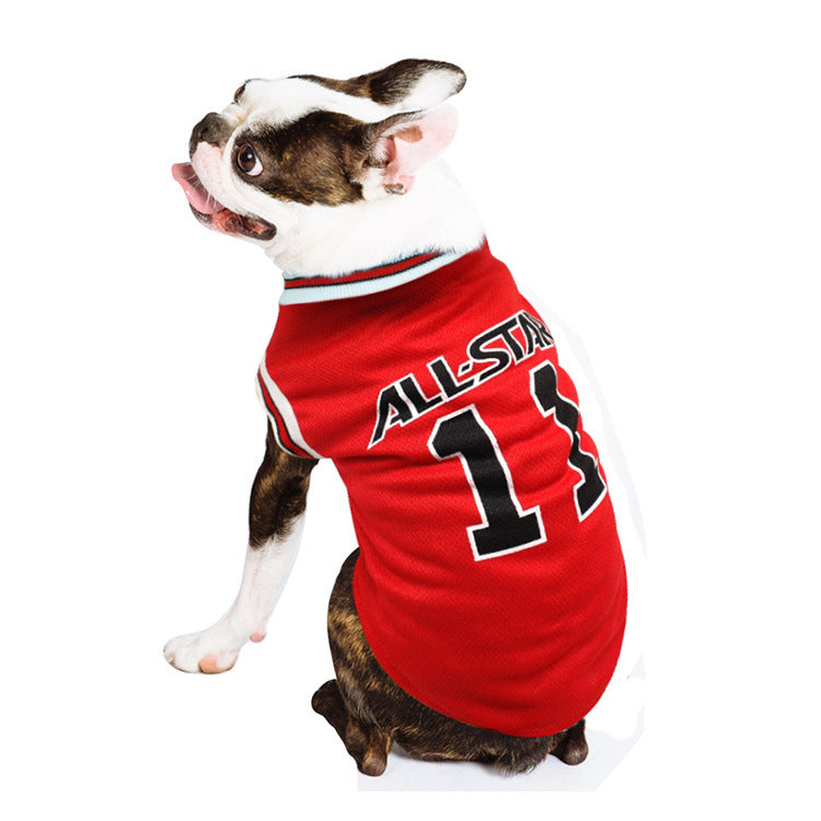 Techniwoof™ Basketball Dog Jersey – Summer Sports Mesh Pet Vest for Small & Medium Dogs