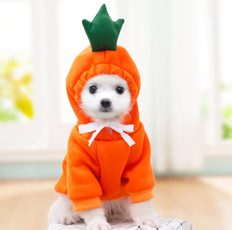Techniwoof™ Cute Fruit Dog Hoodie – Warm Winter Fleece Costume for Small Dogs