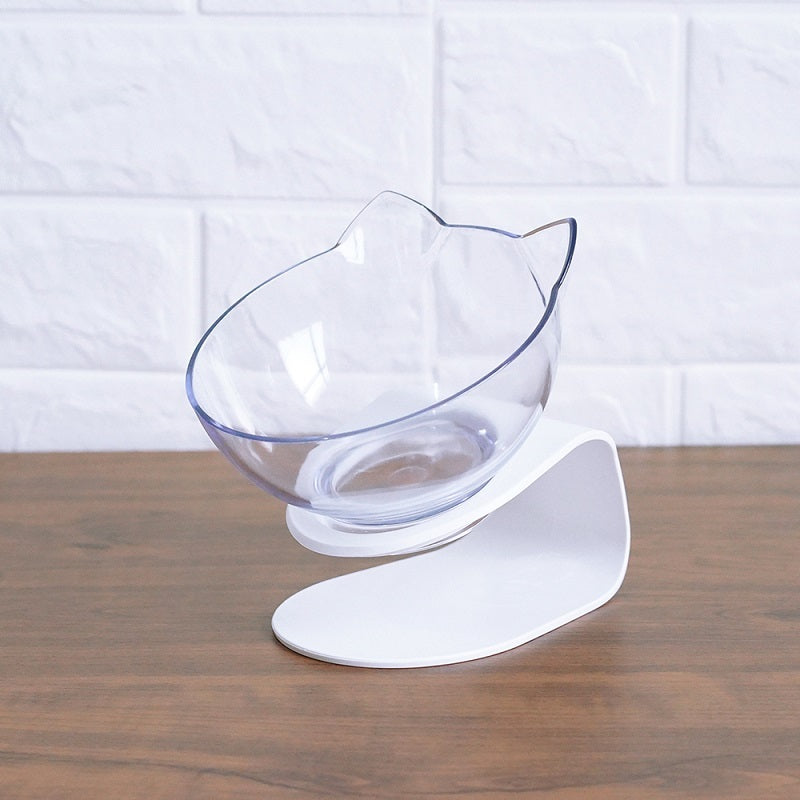 Elevated Cat Double Bowl Feeder – Anti-Vomit Tilted Bowls with Stand for Cervical Spine Support