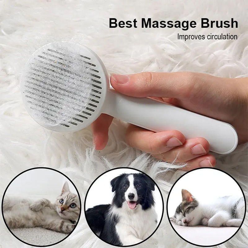 Self-Cleaning Slicker Brush for Cats – Gentle Deshedding & Detangling Tool