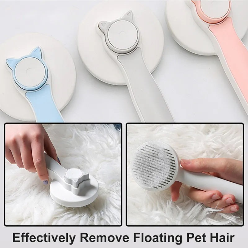 Self-Cleaning Slicker Brush for Cats – Gentle Deshedding & Detangling Tool