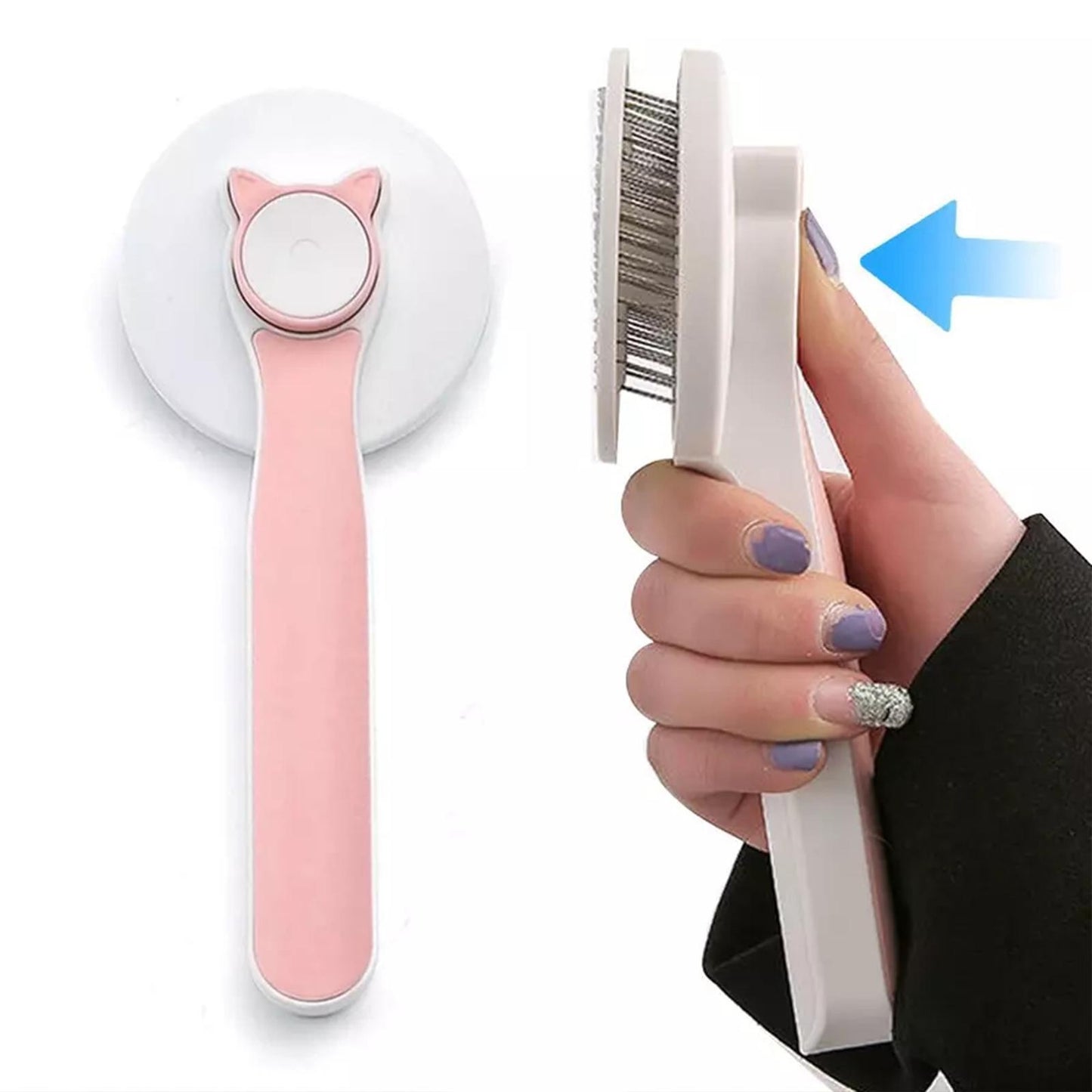 Self-Cleaning Slicker Brush for Cats – Gentle Deshedding & Detangling Tool