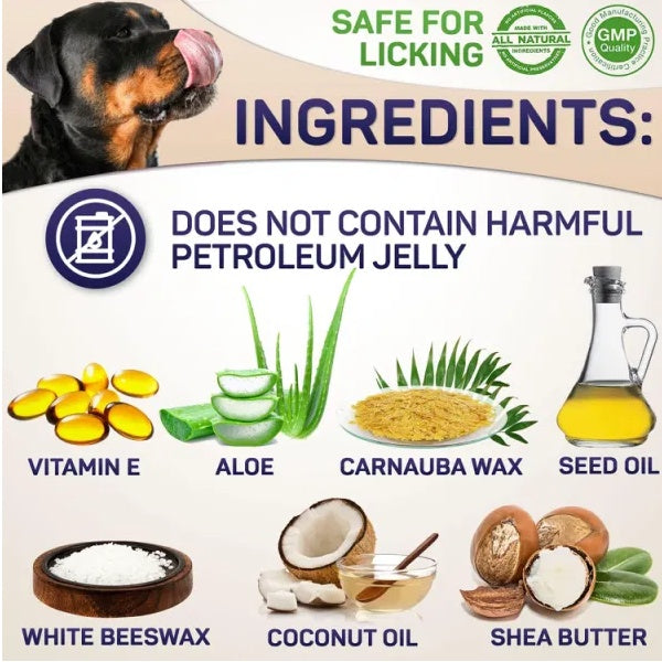 Natural Dog Paw Balm & Protects & Heals Dog Paw Pads from Heat, Ice & Cracks
