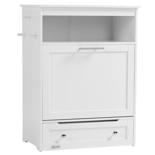 Modern Pet Feeder Station with Built-In Storage for Dog Food and Bowls – White Finish