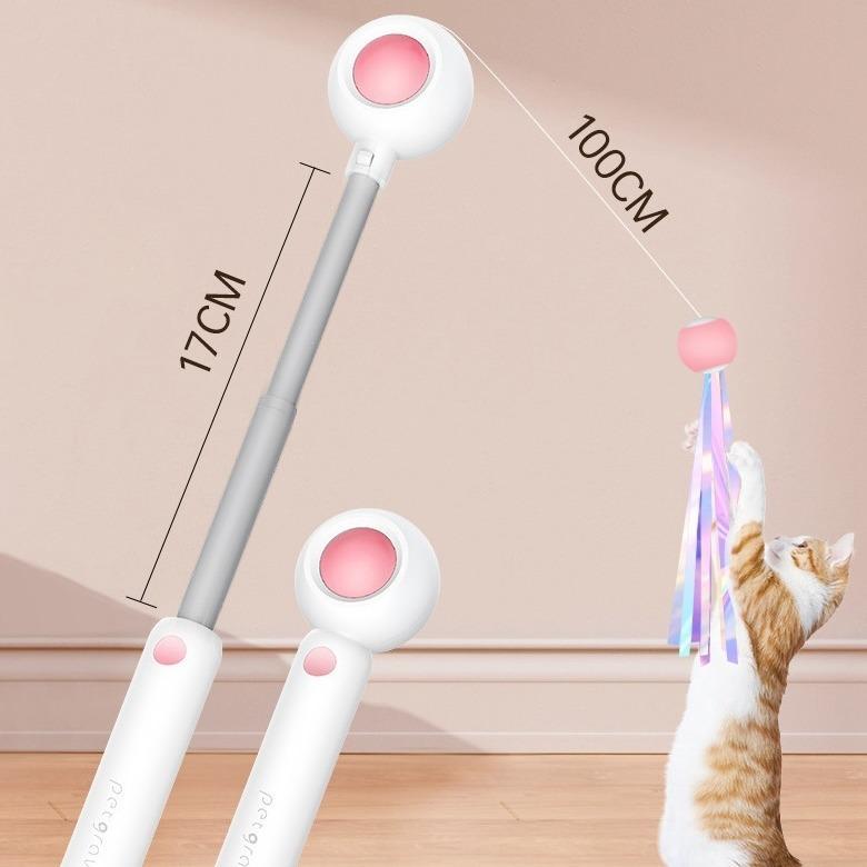 Laser Cat Wand Toy – Retractable Feather Stick with Built-in Laser Pointer
