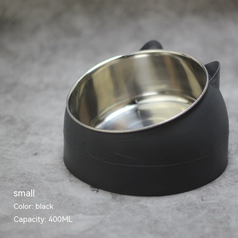 Stainless Steel Tilted Double Pet Bowl with Cervical Spine Protection