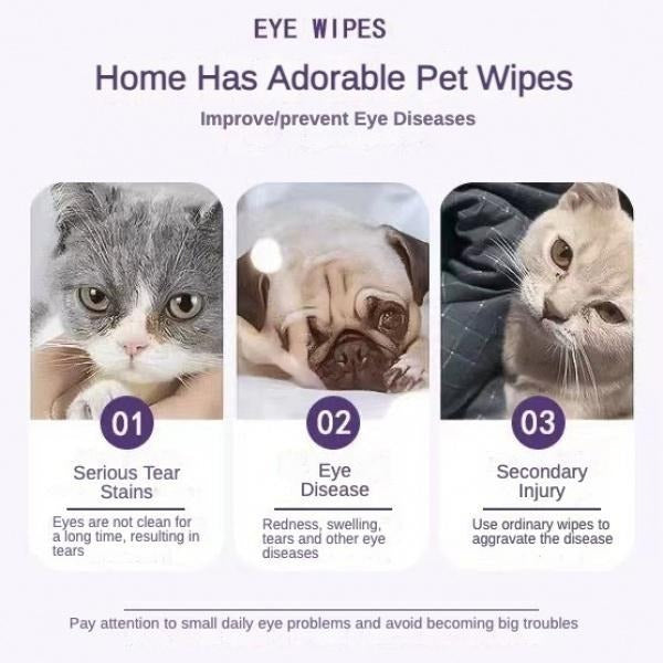 Pet Eye Wipes – 200 Count Tear Stain Remover Pads for Dogs & Cats