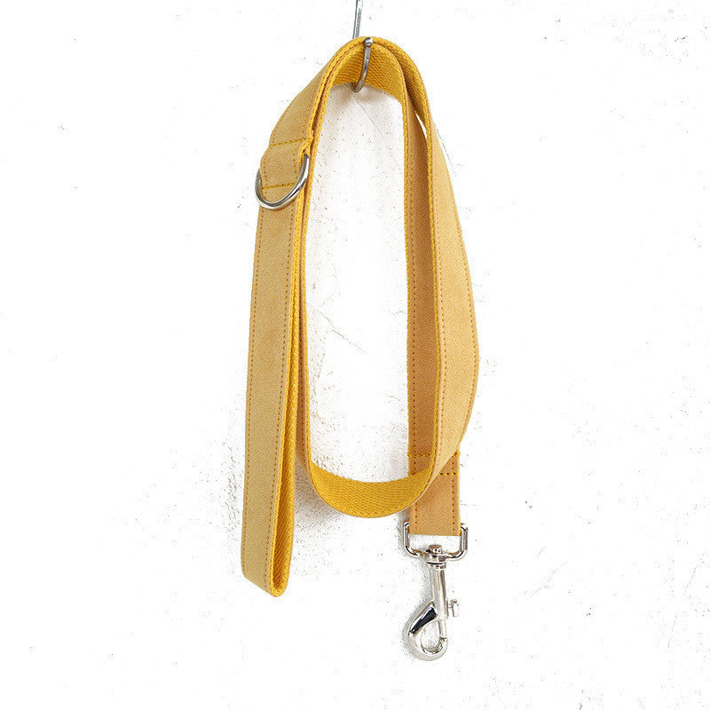 Eco-Friendly Cotton Dog Collar – Reflective Brown Adjustable Pet Collar with Leash