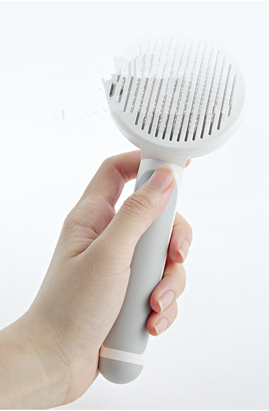 Round Handle Pet Comb – Ergonomic Detangling & Shedding Tool for Cats and Dogs