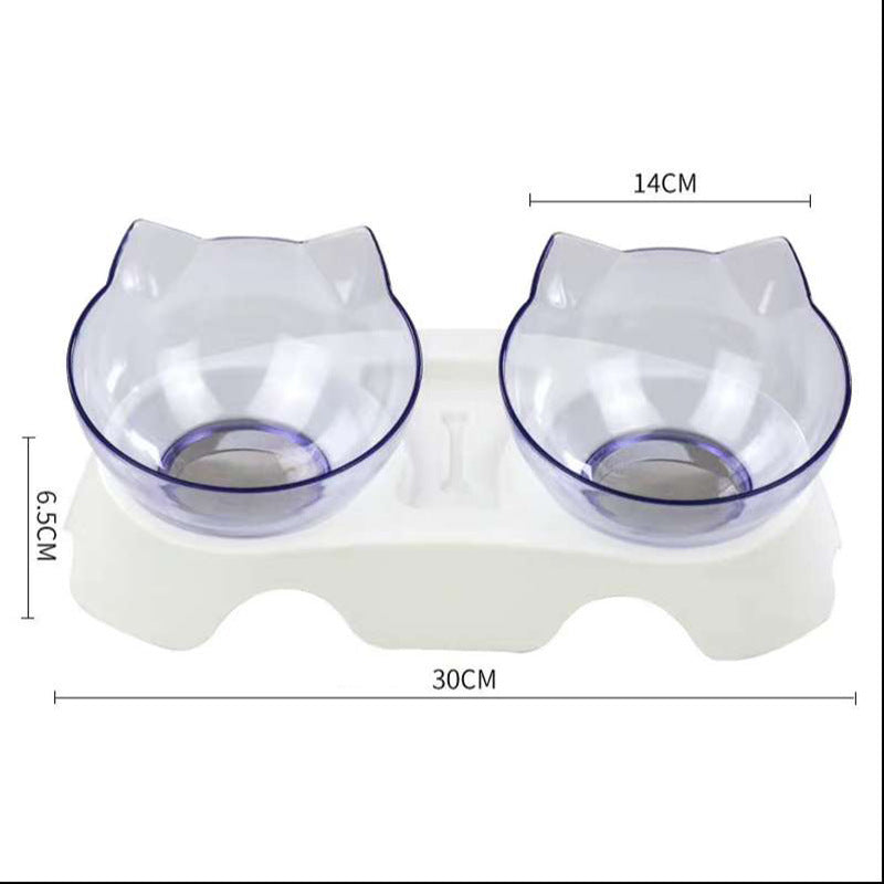 Elevated Cat Double Bowl Feeder – Anti-Vomit Tilted Bowls with Stand for Cervical Spine Support