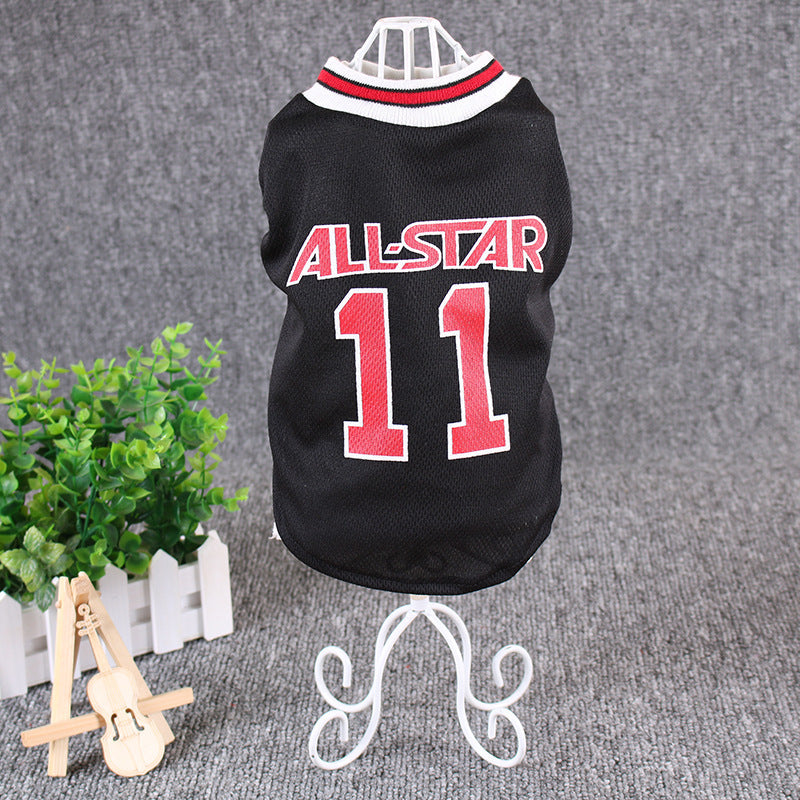 Techniwoof™ Basketball Dog Jersey – Summer Sports Mesh Pet Vest for Small & Medium Dogs