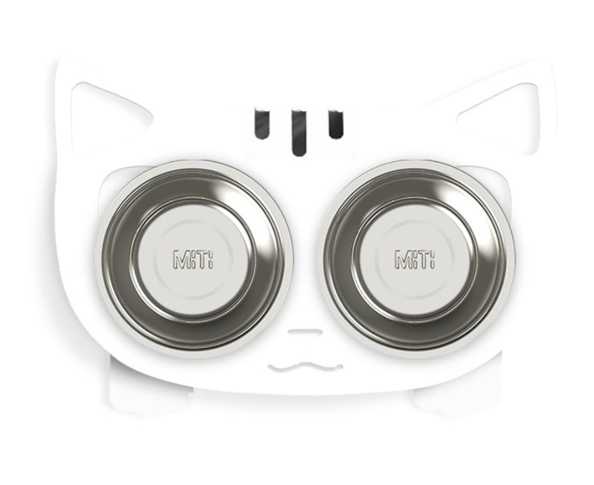 Anti-Fall Double Pet Bowl with Non-Slip Base – Food & Water Feeder for Cats and Small Dogs