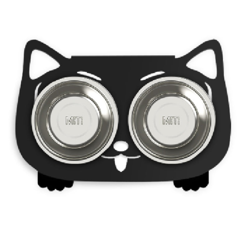 Anti-Fall Double Pet Bowl with Non-Slip Base – Food & Water Feeder for Cats and Small Dogs