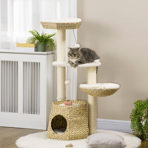 PawHut 47" Cat Tree – Kitty Activity Center with Climbing Tower