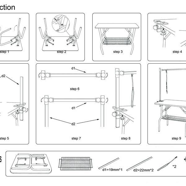 36 Inch Foldable Dog Grooming Table – Heavy-Duty Adjustable Pet Salon Station for Home or Professional Use