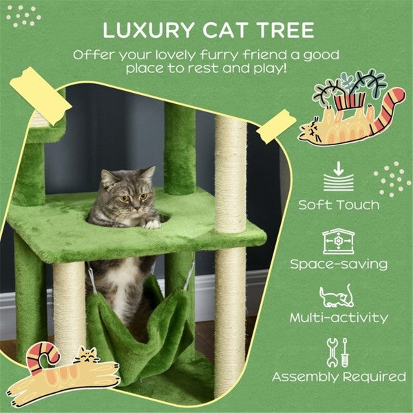 Cattery Cat Climbing Tower – Multi-Level Green Cat Tree
