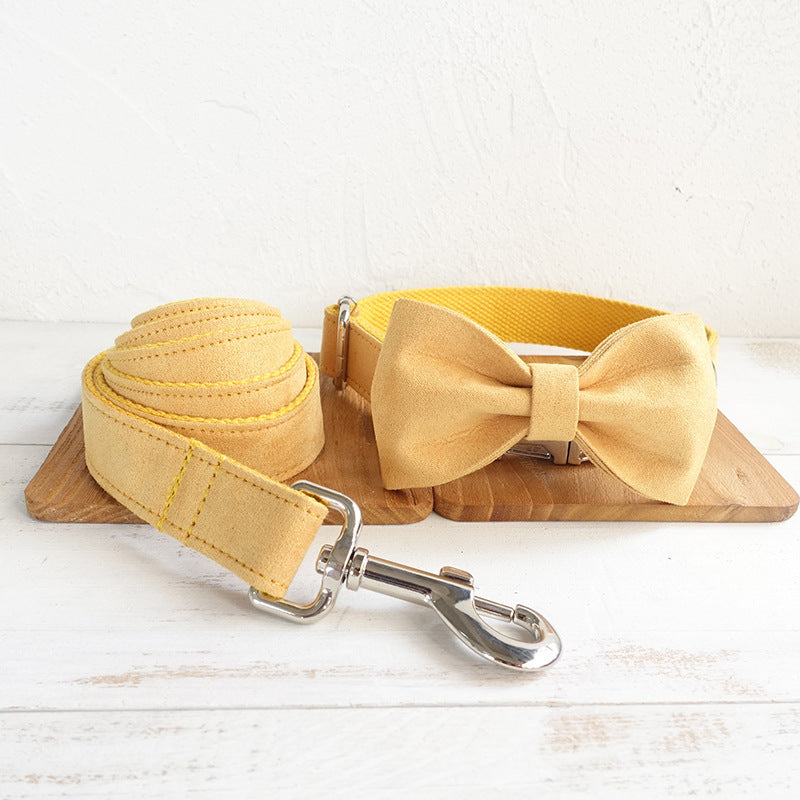 Eco-Friendly Cotton Dog Collar – Reflective Brown Adjustable Pet Collar with Leash