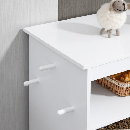 Modern Pet Feeder Station with Built-In Storage for Dog Food and Bowls – White Finish
