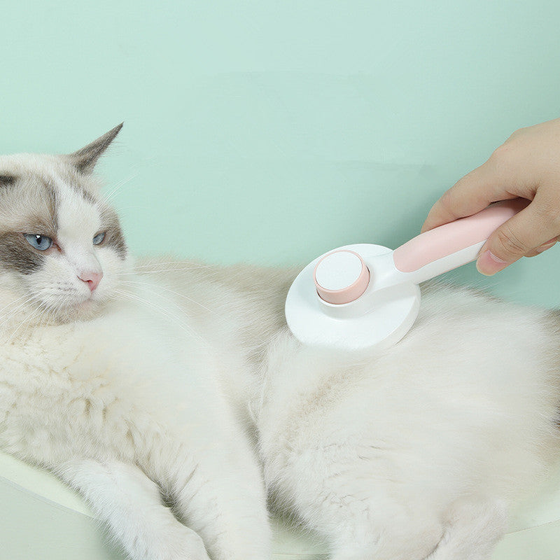 Round Handle Pet Comb – Ergonomic Detangling & Shedding Tool for Cats and Dogs