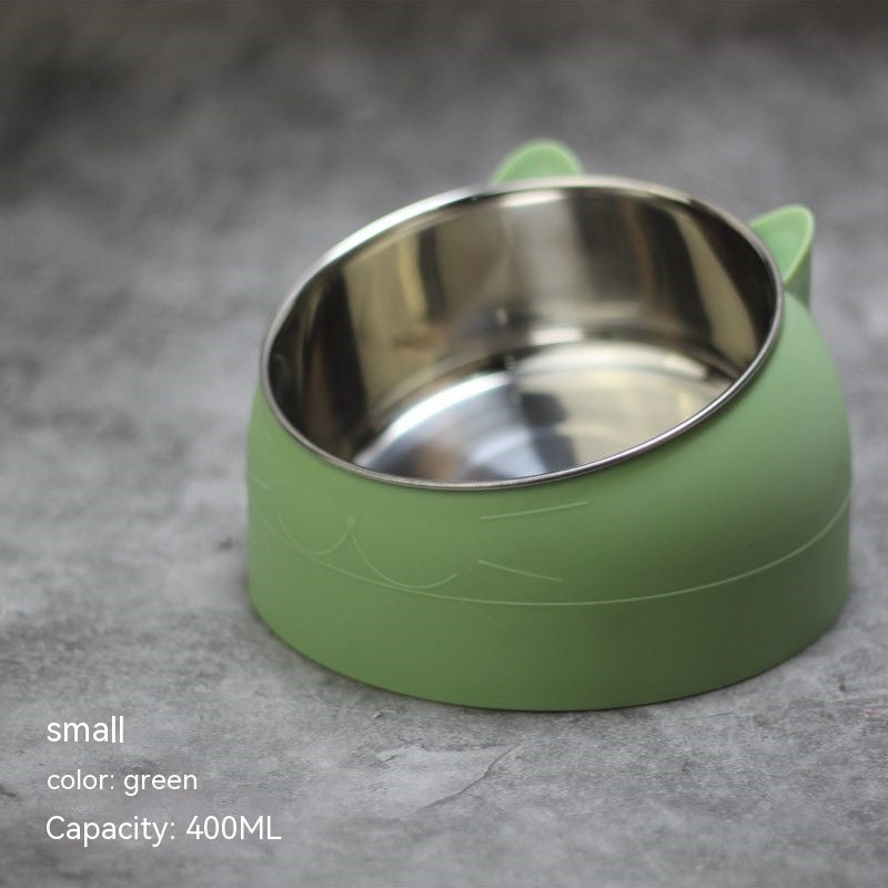 Stainless Steel Tilted Double Pet Bowl with Cervical Spine Protection