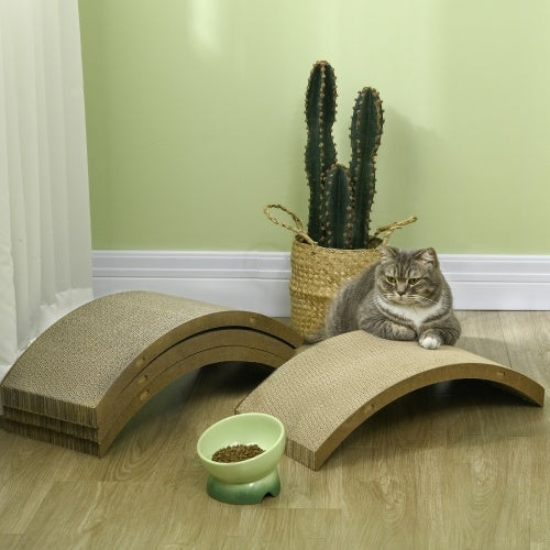 PawHut Cat Scratching Board Set – 4 Pack Round Cardboard Scratchers for Indoor Cats