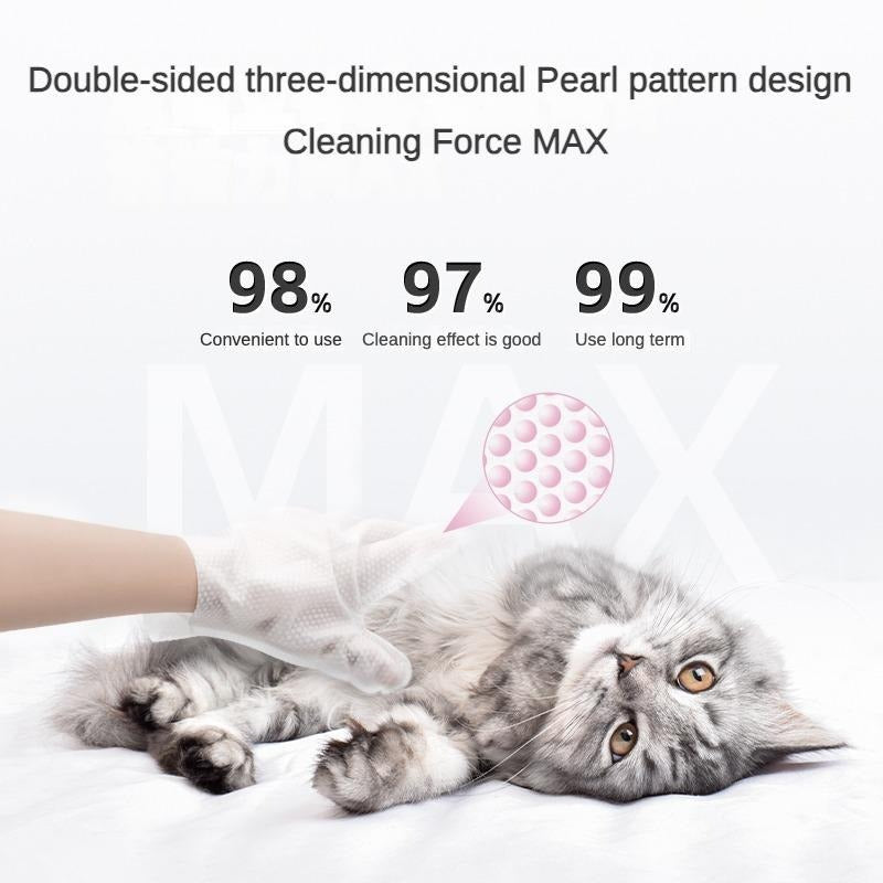 Pet Cleaning Deodorizing Bathing Wipes – Hypoallergenic Grooming Gloves for Dogs & Cats