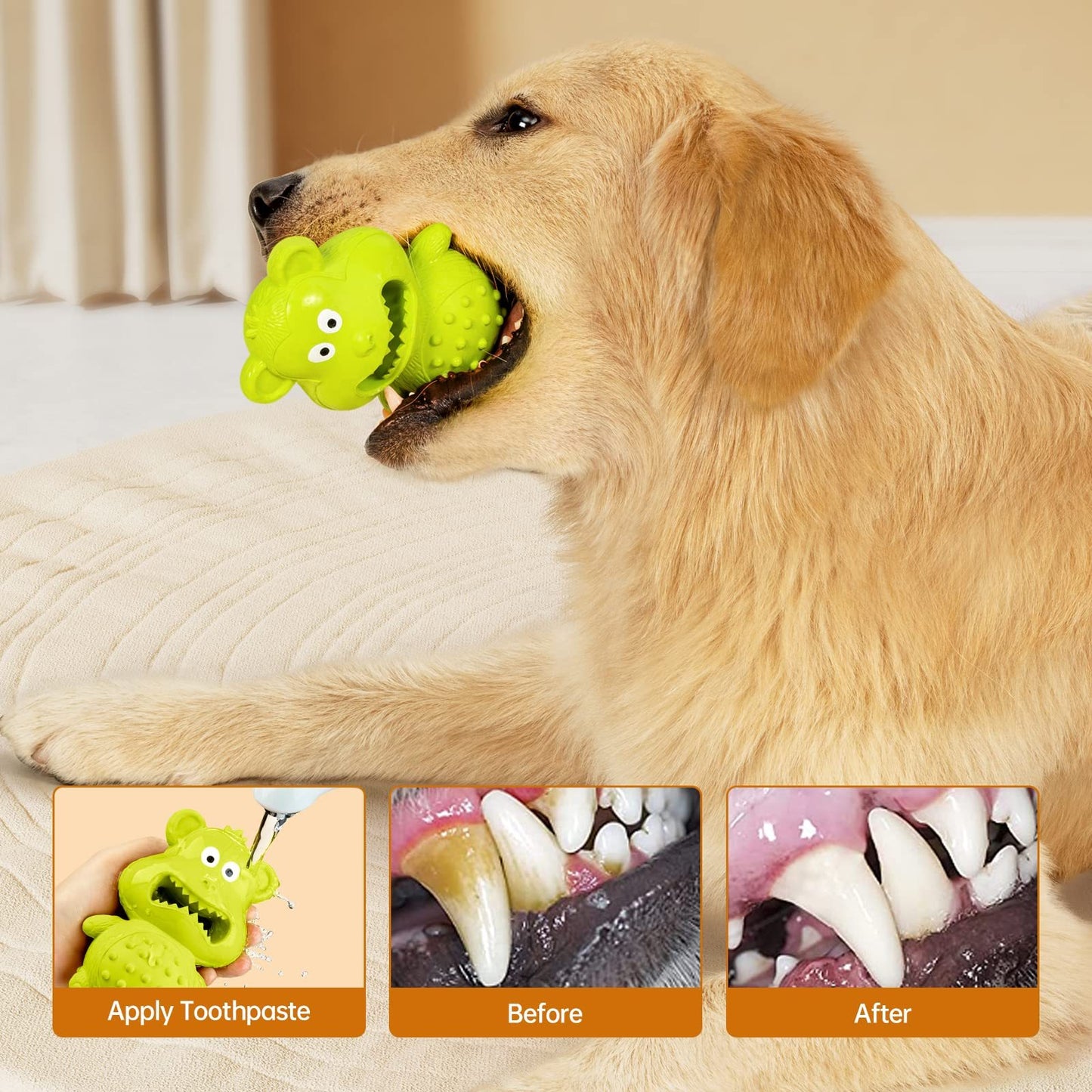 Dog Teething Toy – Green & Orange 2-Pack (Chew Toys for Puppies & Small Dogs)
