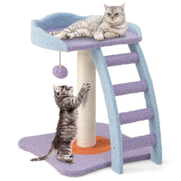 2-Layer Cat Tree – Plush Climbing Tower and Scratching Frame