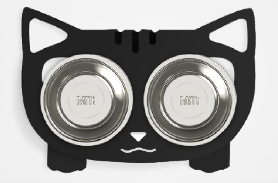 Anti-Fall Double Pet Bowl with Non-Slip Base – Food & Water Feeder for Cats and Small Dogs