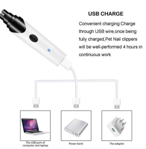 Electric Nail Grinder for Dogs & Cats – Low Noise Pencil-Shaped Pet Nail File with USB Charging