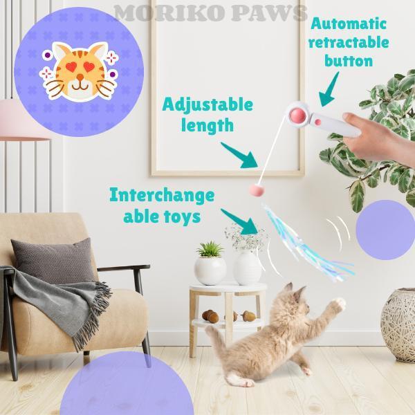Laser Cat Wand Toy – Retractable Feather Stick with Built-in Laser Pointer
