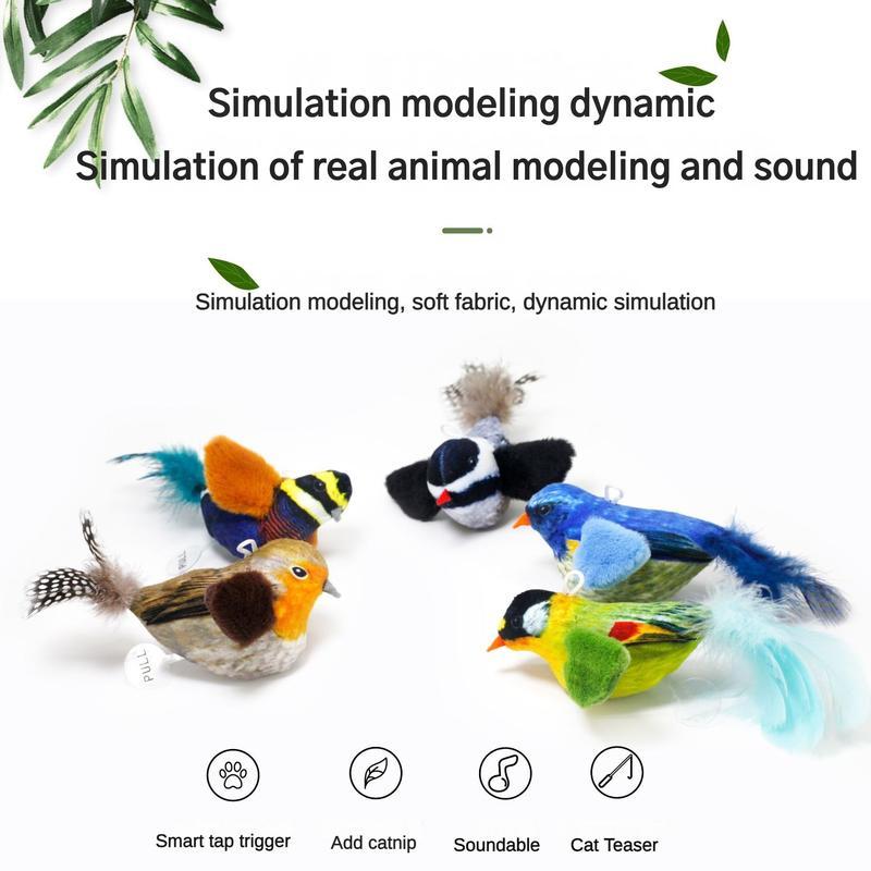 Bird Cat Teaser Toy – Realistic Plush Parrot with Chirping Sound