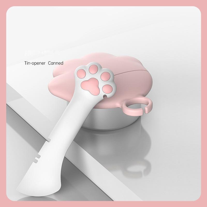 2-in-1 Pet Can Spoon & Jar Opener with Paw Grip – Puppy Feeding and Mixing Tool (Pink)