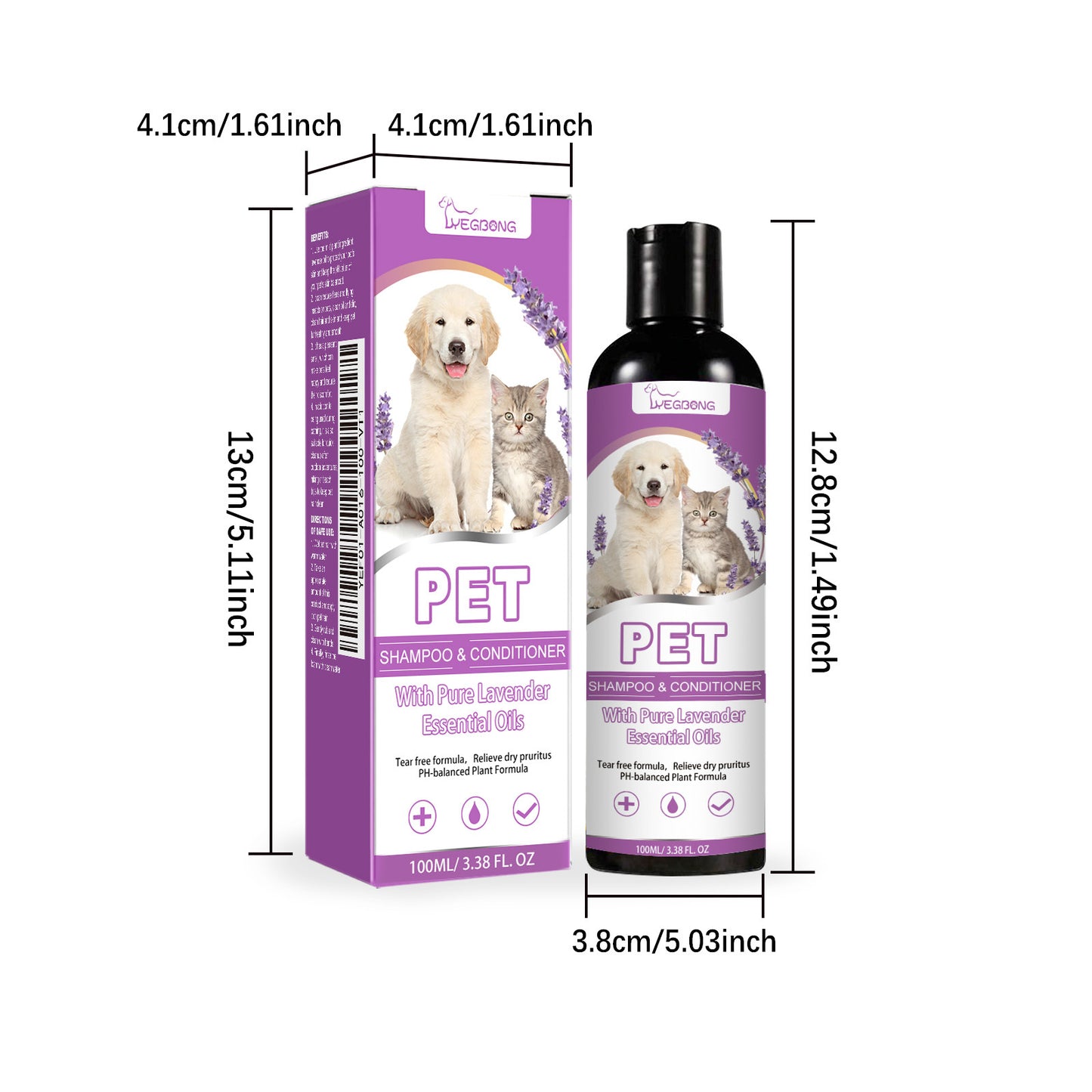 Natural Lavender Pet Shampoo – Tear-Free, Soothing Wash for Dogs & Cats
