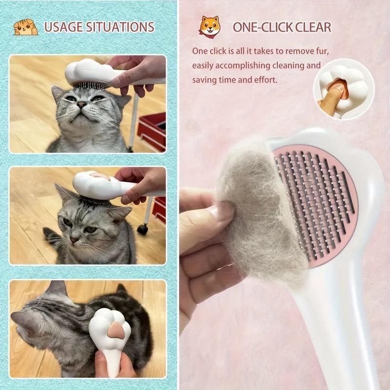 Paw-Shaped Pet Massage & Hair Removal Comb – Gentle Deshedding Brush for Cats & Dogs