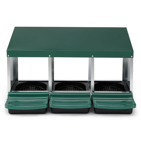 3-Compartment Chicken Feeding Trough – Durable Poultry Feeder with Covered Roof